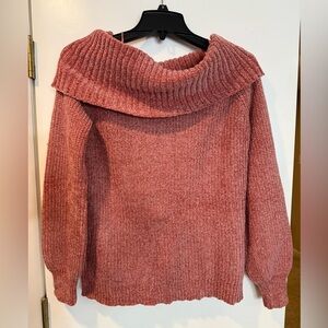 Pink Lily Dusty Rose Cowl Neck Sweater